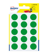 Etichette adesive tonde PSA - in carta - permanenti - diametro 19 mm - 15 et/fg - 6 fogli - verde - Avery Etichette adesive tonde PSA - in carta - permanenti - diametro 19 mm - 15 et/fg - 6 fogli - verde - Avery