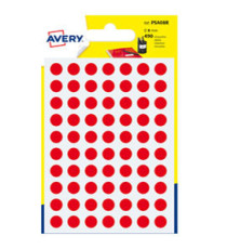 Etichette adesive tonde PSA - in carta - permanenti - diametro 8 mm - 70 et/fg - 7 fogli - rosso - Avery Etichette adesive tonde PSA - in carta - permanenti - diametro 8 mm - 70 et/fg - 7 fogli - rosso - Avery