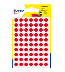 Etichette adesive tonde PSA - in carta - permanenti - diametro 8 mm - 70 et/fg - 7 fogli - rosso - Avery