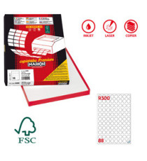 Etichette adesive tonde R/300 - in carta - permanenti - diametro 20 mm - 88 et/fg - 100 fogli - bianco - Markin Etichette adesive tonde R/300 - in carta - permanenti - diametro 20 mm - 88 et/fg - 100 fogli - bianco - Markin