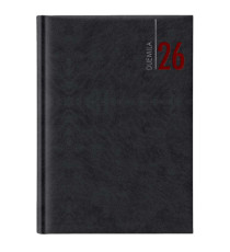 Agenda giornaliera 2026 - copertina in carta imbottita - 17 x 24 cm - nero Agenda giornaliera 2026 - copertina in carta imbottita - 17 x 24 cm - nero
