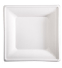Piatto piano monouso - quadrato - 26 x 26 cm - canna da zucchero - bianco - Signor Bio - conf. 50 pezzi Piatto piano monouso - quadrato - 26 x 26 cm - canna da zucchero - bianco - Signor Bio - conf. 50 pezzi