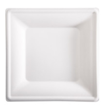 Piatto piano monouso - quadrato - 26 x 26 cm - canna da zucchero - bianco - Signor Bio - conf. 50 pezzi Piatto piano monouso - quadrato - 26 x 26 cm - canna da zucchero - bianco - Signor Bio - conf. 50 pezzi