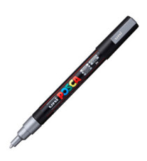 Marcatore a base d'acqua Uni Posca PC3M  - punta fine da 0,9mm a 1,3mm - argento - Uni Mitsubishi Marcatore a base d'acqua Uni Posca PC3M  - punta fine da 0,9mm a 1,3mm - argento - Uni Mitsubishi