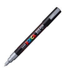 Marcatore a base d'acqua Uni Posca PC3M  - punta fine da 0,9mm a 1,3mm - argento - Uni Mitsubishi Marcatore a base d'acqua Uni Posca PC3M  - punta fine da 0,9mm a 1,3mm - argento - Uni Mitsubishi