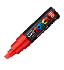 Marcatore a base d'acqua Uni Posca PC8K  - punta a scalpello 8,0mm - rosso - Uni Mitsubishi Marcatore a base d'acqua Uni Posca PC8K  - punta a scalpello 8,0mm - rosso - Uni Mitsubishi