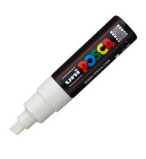 Marcatore a base d'acqua Uni Posca PC8K - punta large a scalpello 8,0mm - bianco  - Uni Mitsubishi