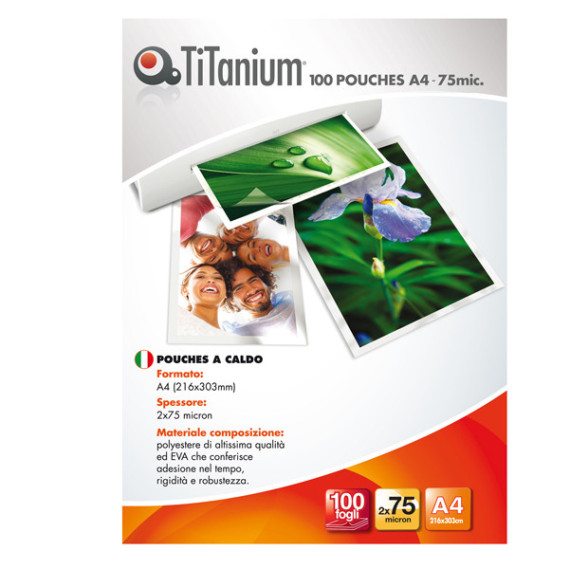 Pouches - A4 - 216x303 mm - 2x175 micron - Titanium - conf. 100 pezzi Pouches - A4 - 216x303 mm - 2x175 micron - Titanium - conf. 100 pezzi