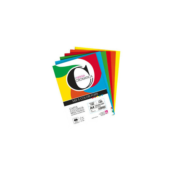 Risma carta Cromatica - A4 - 160 gr - colori assortiti forti - 100 fogli - CWR Risma carta Cromatica - A4 - 160 gr - colori assortiti forti - 100 fogli - CWR