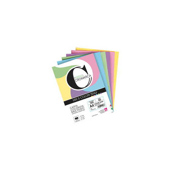 Risma carta Cromatica - A4 - 160 gr - colori assortiti tenui - 100 fogli - CWR Risma carta Cromatica - A4 - 160 gr - colori assortiti tenui - 100 fogli - CWR