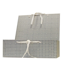 Scatola archivio in legno - con fettuccia - 38 x 27 cm - dorso 12 cm - grigio - Brefiocart