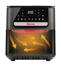 Friggitrice ad aria - a 2 altezze - 6,5 L - 28,5 x 30,5 x 38 cm - nero - Girmi