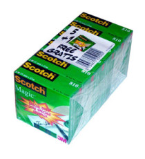 Nastro adesivo Magic 810 - permanente - 19 mm x 33 mt - trasparente - ScotchR - Promo Pack 5+1 rotoli Nastro adesivo Magic 810 - permanente - 19 mm x 33 mt - trasparente - ScotchR - Promo Pack 5+1 rotoli