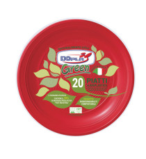 Piatto frutta - compostabile - diametro 17 cm - rosso - Dopla - conf. 20 pezzi Piatto frutta - compostabile - diametro 17 cm - rosso - Dopla - conf. 20 pezzi