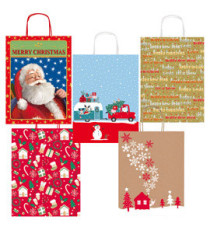 Shopper in carta kraft - con manici - 26 x 34,5 x 12 cm - fantasia natale - Rex Sadoch Shopper in carta kraft - con manici - 26 x 34,5 x 12 cm - fantasia natale - Rex Sadoch