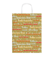 Shopper in carta kraft - con manici - 26 x 34,5 x 12 cm - fantasia natale - Rex Sadoch