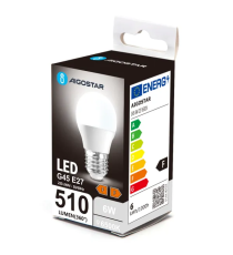 Lampadina led G45 6W attacco E27 510 lumen 6500K luce fredda misura D45H80mm equivale a 42W a incandescenza Lampadina led G45 6W attacco E27 510 lumen 6500K luce fredda misura D45H80mm equivale a 42W a incandescenza