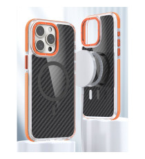 Cover in fibra di carbonio con magsafe per Samsung Galaxy S24, S25  fintura orange con pulsanti in alluminio, altissima qualità Cover in fibra di carbonio con magsafe per Samsung Galaxy S24, S25  fintura orange con pulsanti in alluminio, altissima qualità