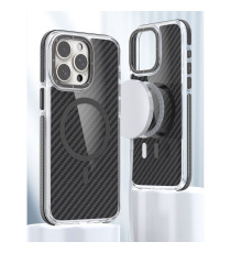 Cover in fibra di carbonio con magsafe per Iphone 16 finitura black con pulsanti in alluminio, altissima qualità Cover in fibra di carbonio con magsafe per Iphone 16 finitura black con pulsanti in alluminio, altissima qualità