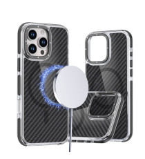 Cover in fibra di carbonio con magsafe per Iphone 17 Pro finitura black con pulsanti in alluminio, altissima qualità Cover in fibra di carbonio con magsafe per Iphone 17 Pro finitura black con pulsanti in alluminio, altissima qualità