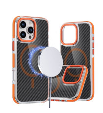 Cover in fibra di carbonio con magsafe per Iphone 17 Pro fintura orange con pulsanti in alluminio, altissima qualità Cover in fibra di carbonio con magsafe per Iphone 17 Pro fintura orange con pulsanti in alluminio, altissima qualità
