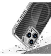 Cover in fibra di carbonio con magsafe per Iphone 17 fintura grey con pulsanti in alluminio, altissima qualità Cover in fibra di carbonio con magsafe per Iphone 17 fintura grey con pulsanti in alluminio, altissima qualità