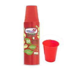 Bicchieri monouso - compostabili - 200 ml - rosso - Dopla - conf. 50 pezzi