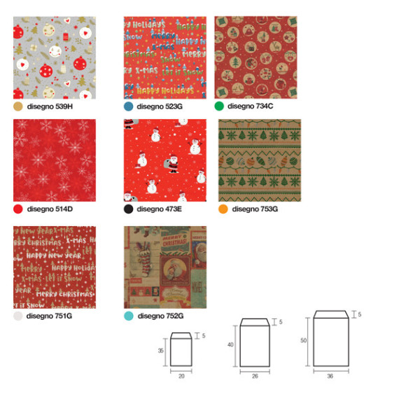 Sacchetto regalo - fantasia Natale assortite - c/patella adesiva - Rex Sadoch - expo 150 pezzi Sacchetto regalo - fantasia Natale assortite - c/patella adesiva - Rex Sadoch - expo 150 pezzi