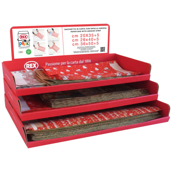 Sacchetto regalo - fantasia Natale assortite - c/patella adesiva - Rex Sadoch - expo 150 pezzi Sacchetto regalo - fantasia Natale assortite - c/patella adesiva - Rex Sadoch - expo 150 pezzi