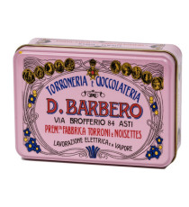 Scrigno regalo - con torroni bianchi friabili - 100 gr - metallo - rosa - Barbero