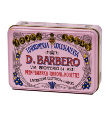 Scrigno regalo - con torroni bianchi friabili - 100 gr - metallo - rosa - Barbero