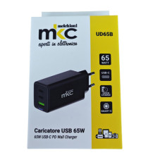 Caricatore USB -  65W -  2 USB-C + 1 USB-A - Nero - MKC Melchioni Caricatore USB -  65W -  2 USB-C + 1 USB-A - Nero - MKC Melchioni