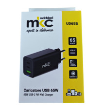 Caricatore USB -  65W -  2 USB-C + 1 USB-A - Nero - MKC Melchioni Caricatore USB -  65W -  2 USB-C + 1 USB-A - Nero - MKC Melchioni