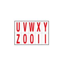 Lettere adesive da U a Z - in PVC - 56 x 99 mm - 10 et/fg - 1 foglio - rosso/bianco Lettere adesive da U a Z - in PVC - 56 x 99 mm - 10 et/fg - 1 foglio - rosso/bianco