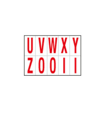 Lettere adesive da U a Z - in PVC - 56 x 99 mm - 10 et/fg - 1 foglio - rosso/bianco Lettere adesive da U a Z - in PVC - 56 x 99 mm - 10 et/fg - 1 foglio - rosso/bianco