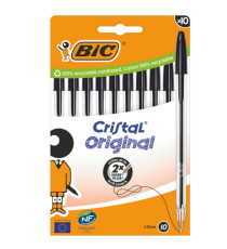 Penna a sfera Cristal - punta media 1,0mm - nero  - Bic - conf. 10 pezzi Penna a sfera Cristal - punta media 1,0mm - nero  - Bic - conf. 10 pezzi