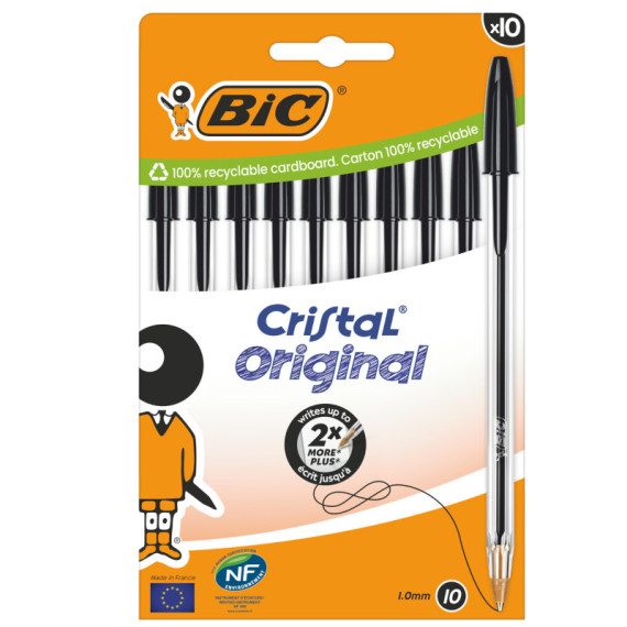 Penna a sfera Cristal - punta media 1,0mm - nero  - Bic - conf. 10 pezzi Penna a sfera Cristal - punta media 1,0mm - nero  - Bic - conf. 10 pezzi