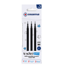 Refill per penne gel cancellabili - punta 0,7 mm - nero  - Osama - conf. 3 pezzi Refill per penne gel cancellabili - punta 0,7 mm - nero  - Osama - conf. 3 pezzi