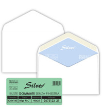 Busta Busta Silver Matic FSC - senza finestra - gommata - 12 x 18 cm - 80 gr -  bianco - Pigna Envelopes - conf. 25 pezz