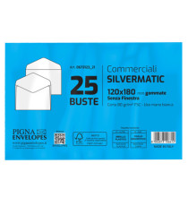 Busta Busta Silver Matic FSC - senza finestra - gommata - 12 x 18 cm - 80 gr -  bianco - Pigna Envelopes - conf. 25 pezz