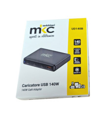 Caricatore USB -  140W -  3 USB-C + 1 USB-A - Nero -MKC Melchioni Caricatore USB -  140W -  3 USB-C + 1 USB-A - Nero -MKC Melchioni