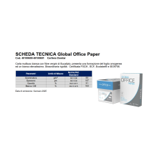 Carta fotocopie A4 80gr Global Office paper bianca 500ff superficie brillante e qualità superiore - certificata FSC,ECF,ECOLABEL Carta fotocopie A4 80gr Global Office paper bianca 500ff superficie brillante e qualità superiore - certificata FSC,ECF,ECOLABEL