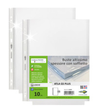 Buste forate ATLA GS plus - 22 x 30 cm - PP - c/soffietto - trasparente liscia - Sei Rota - conf. 10 pezzi