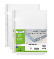Buste forate ATLA GS plus - 22 x 30 cm - PP - c/soffietto - trasparente liscia - Sei Rota - conf. 10 pezzi