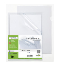 Cartellina a L - Poli T Plus - PP - 30 x 42 cm - trasparente liscio - Sei rota - conf.10 pezzi Cartellina a L - Poli T Plus - PP - 30 x 42 cm - trasparente liscio - Sei rota - conf.10 pezzi