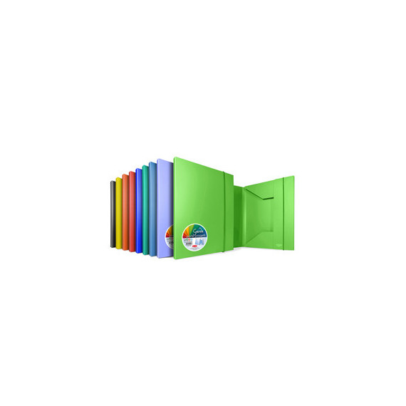Cartellina Garda 10 - 25,7 x 34,5 cm - PP - 3 lembi - c/elastico - dorso 10 mm - colori assortiti - Plastibor Cartellina Garda 10 - 25,7 x 34,5 cm - PP - 3 lembi - c/elastico - dorso 10 mm - colori assortiti - Plastibor