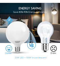 Lampadine led G120 20W attacco E27 2060 lumen - 6500K luce fredda , misura D120xH157mm Equivale a 129w incandescenza Lampadine led G120 20W attacco E27 2060 lumen - 6500K luce fredda , misura D120xH157mm Equivale a 129w incandescenza