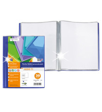 Portalistini Asso TI - personalizzabile - PP liscio - 15 x 21 cm - 20 buste -  blu - Sei Rota