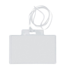 Portanome Pass 3EC - con cordoncino trasparente - 9,5 x 6 cm - PVC - Sei Rota - conf. 100 pezzi Portanome Pass 3EC - con cordoncino trasparente - 9,5 x 6 cm - PVC - Sei Rota - conf. 100 pezzi