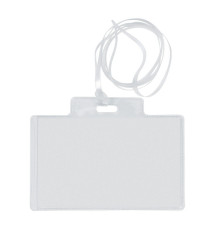 Portanome Pass 3EC - con cordoncino trasparente - 9,5 x 6 cm - PVC - Sei Rota - conf. 100 pezzi Portanome Pass 3EC - con cordoncino trasparente - 9,5 x 6 cm - PVC - Sei Rota - conf. 100 pezzi